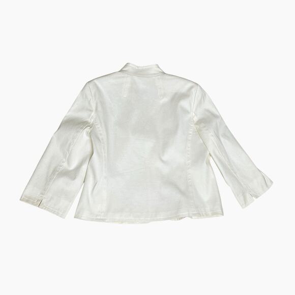 Judith Hart Blazer Jacket Womens 16 Ivory Textured Cotton Full Lining Button - Picture 6 of 11